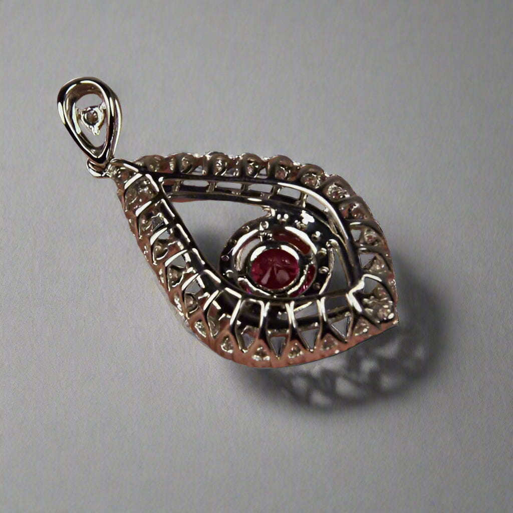 Super Bright! Hot Pink Mahenge Spinel 18 kt Diamond Pendant