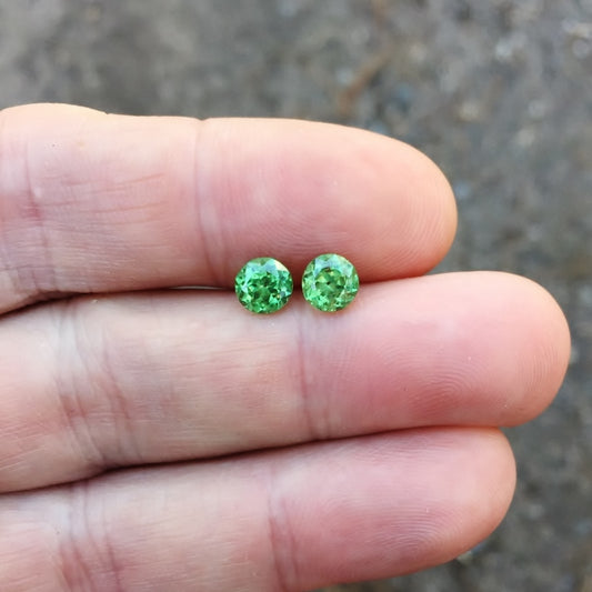 Natural Demantoid Garnet — 2.60 ct total (pair), Namibia, Modified Round Brilliant