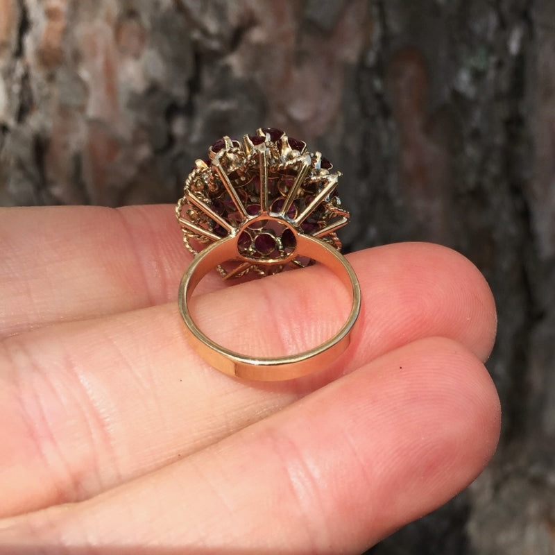 Antique Natural Ruby 14 kt Ring 4+ Carats of Rubies