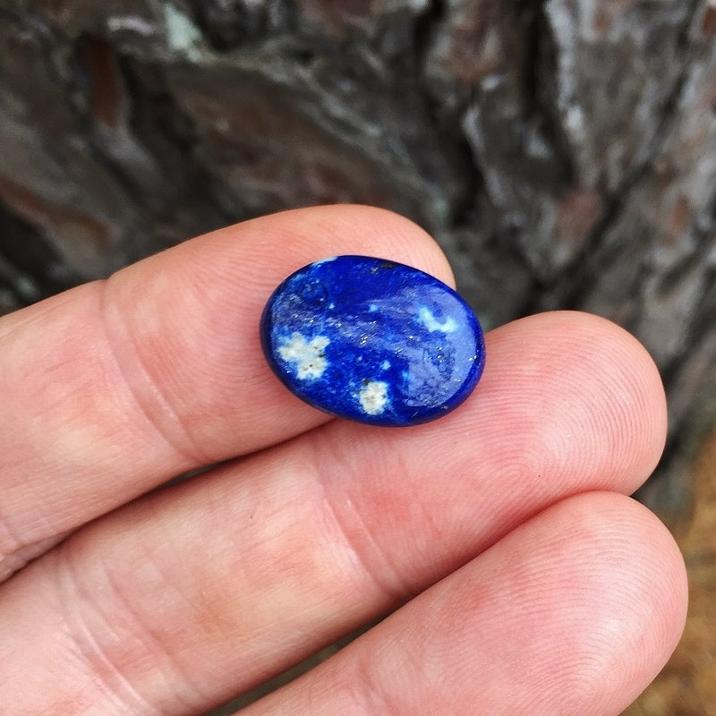 Snow Flake? Lapis Lazuli Pyrite Cab Afghanistan 7.93 carats