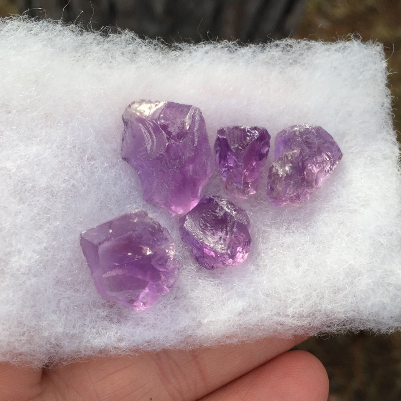 Natural Amethyst Rough Lot — 5 Pieces, 55.86 ct total, Brazil