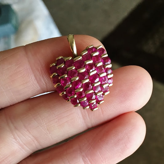 14 kt. Natural Unheated Burmese Ruby Heart Pendant