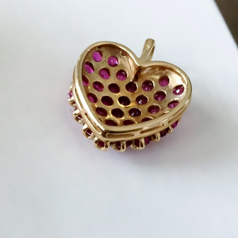 14 kt. Natural Unheated Burmese Ruby Heart Pendant