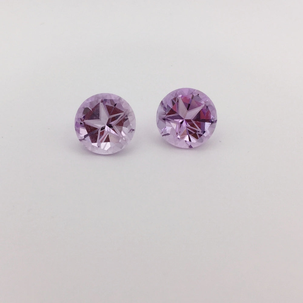 Natural Amethyst Pair — 9.0 ct total, Brazil, Texas Star Round