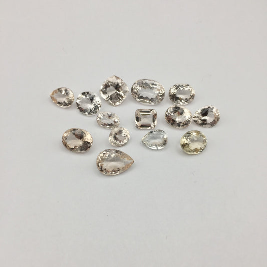 Natural Champagne Topaz Lot — 14 Pieces, 57.30 ct Total, Pakistan (GL)
