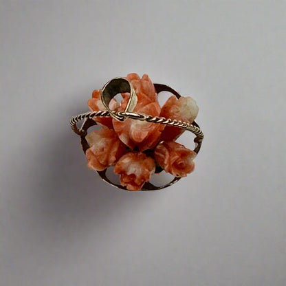 Victorian Hand-Carved Coral Pendant – 10kt Yellow Gold