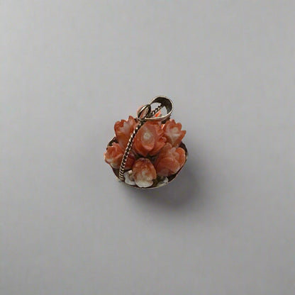 Victorian Hand-Carved Coral Pendant – 10kt Yellow Gold
