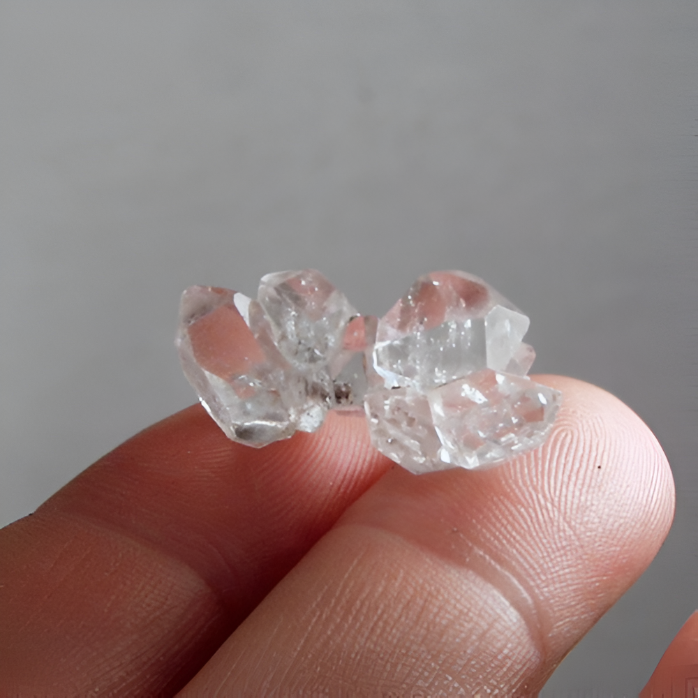 Natural Quartz Crystal Cluster — 22.14 ct, Afghanistan, Multiple Attached Double Terminated Crystals