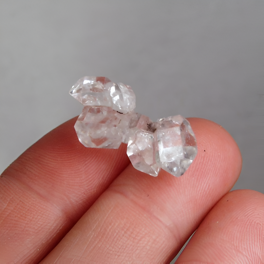 Natural Quartz Crystal Cluster — 22.14 ct, Afghanistan, Multiple Attached Double Terminated Crystals