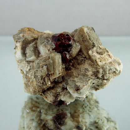 Spessartite Garnet & Quartz on Microcline Feldspar — Mineral Specimen