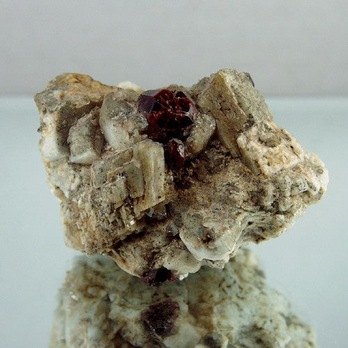 Spessartite Garnet & Quartz on Microcline Feldspar — Mineral Specimen