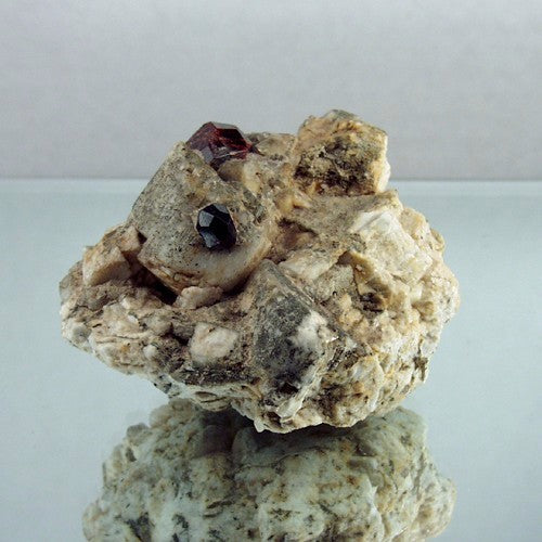 Spessartite Garnet & Quartz on Microcline Feldspar — Mineral Specimen
