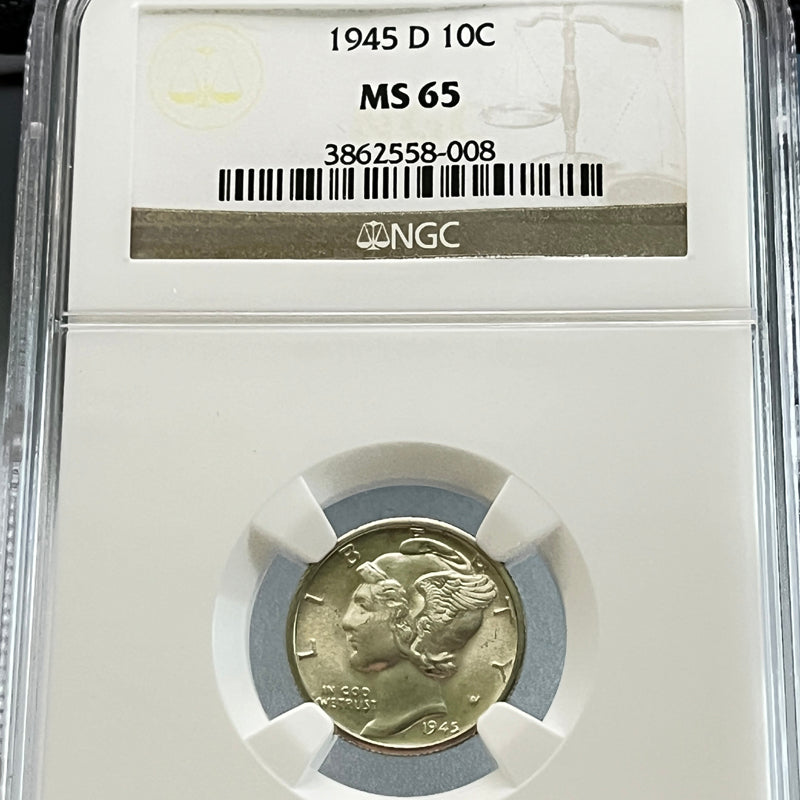 Mercury Dime 1945 D 10C MS 65 3862558-008