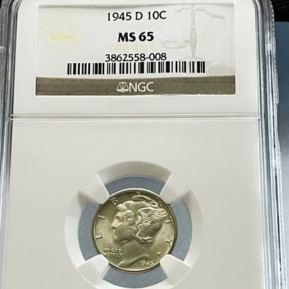 Mercury Dime 1945 D 10C MS 65 3862558-008