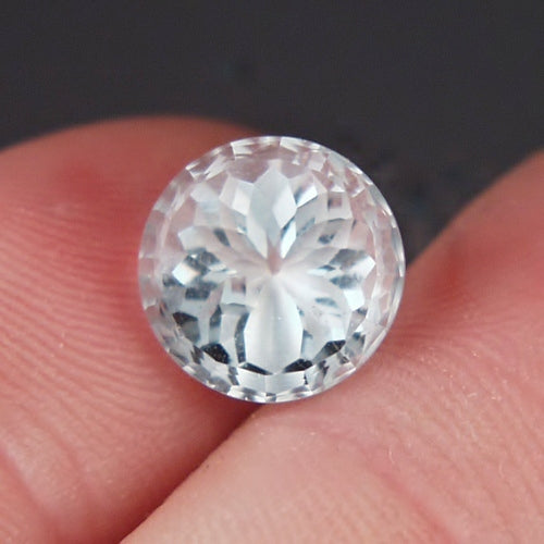 Natural Quartz — 5.84 ct, Origin Unknown, Rim Fire Brilliant (Spider Engraving)