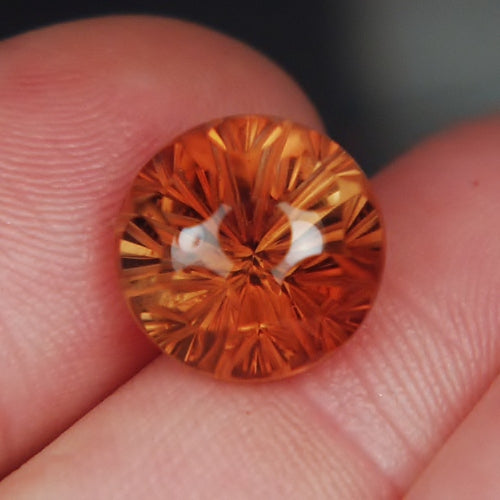 Natural Sherry Topaz — 11.10 ct, Brazil, Fancy Concave Round (GL)