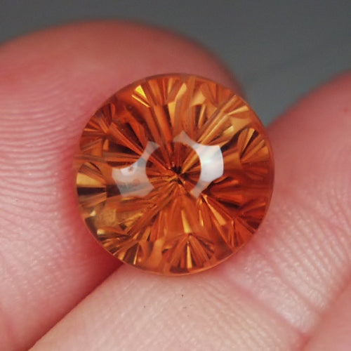 Natural Sherry Topaz — 11.10 ct, Brazil, Fancy Concave Round (GL)