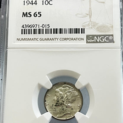 Mercury Dime 1944 D 10C MS 65 4396971-015