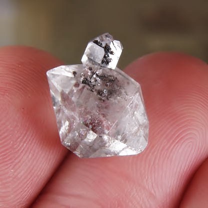 Natural Quartz Crystal Cluster — 8.96 ct, Afghanistan, Attached Double Terminated Crystals