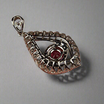 Super Bright! Hot Pink Mahenge Spinel 18 kt Diamond Pendant