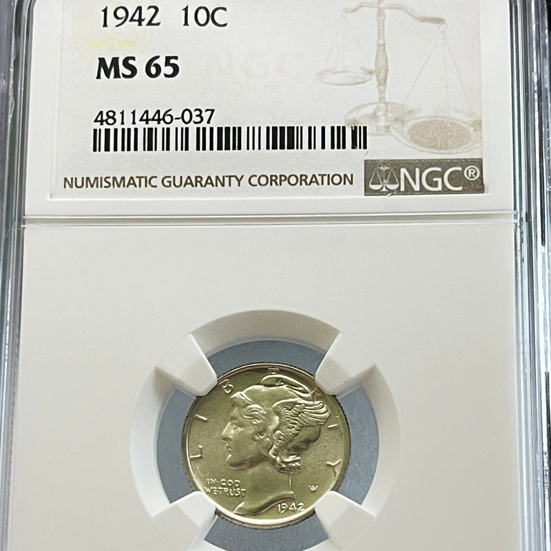 Mercury Dime 1942 D 10C MS 65 4811446-037