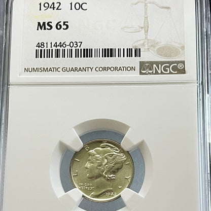 Mercury Dime 1942 D 10C MS 65 4811446-037