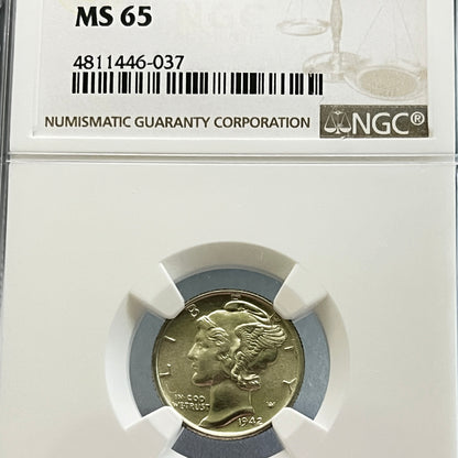 Mercury Dime 1942 D 10C MS 65 4811446-037