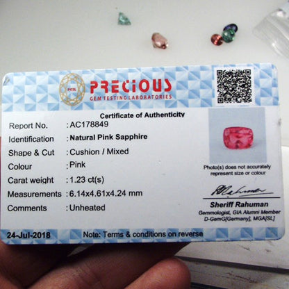 Unheated! Natural Fine Pink Sapphire Sri - Lanka 1.23 ct GL
