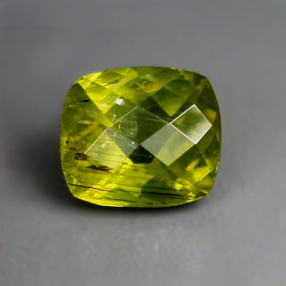 Natural Vesuvianite (Idocrase) — 5.87 ct, Tanzania (Meralani Hills), Checkerboard Cushion (GL)