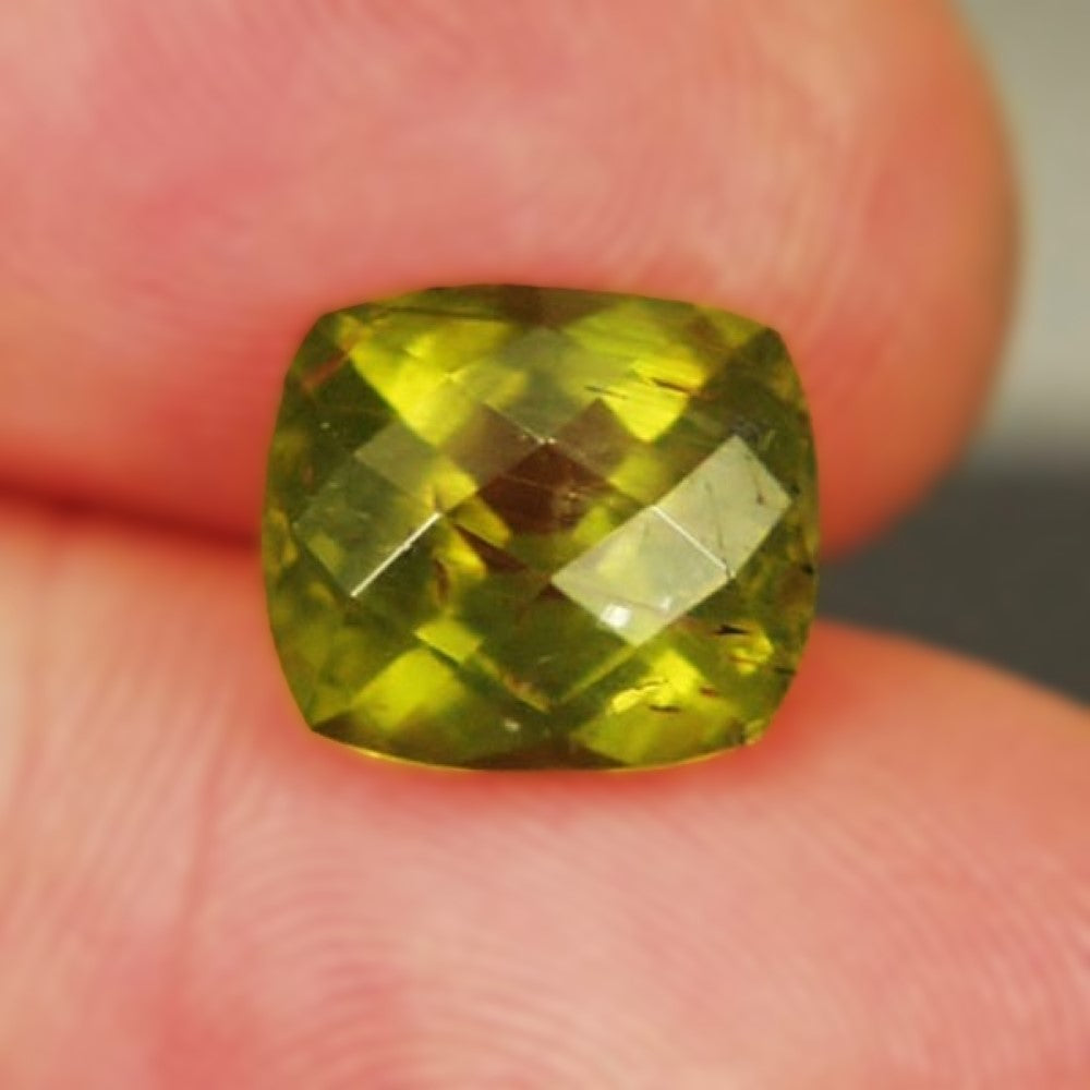 Natural Vesuvianite (Idocrase) — 5.87 ct, Tanzania (Meralani Hills), Checkerboard Cushion (GL)