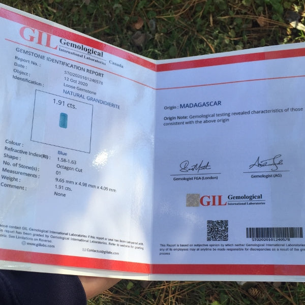 Natural Grandidierite — 1.91 ct, Madagascar, Scissor Cut Emerald (GL)