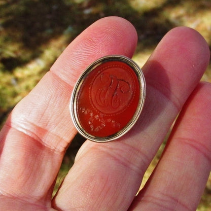 Antique Victorian 14k Yellow Gold Carnelian Intaligo Wax Seal Fob