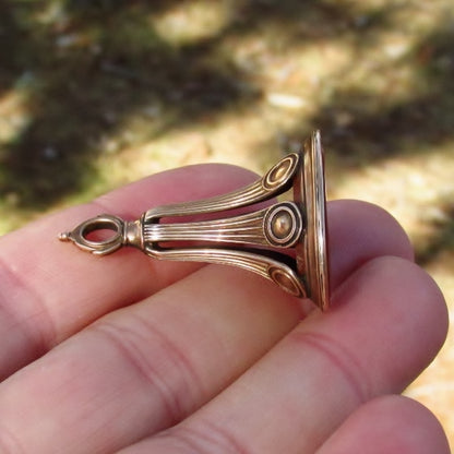 Antique Victorian 14k Yellow Gold Carnelian Intaligo Wax Seal Fob