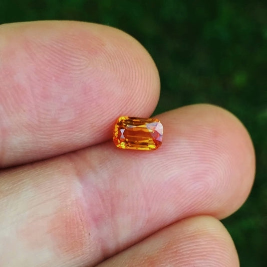 Natural Mandarin Spessartite Garnet — 0.93 ct, Nigeria, Cushion Step Cut