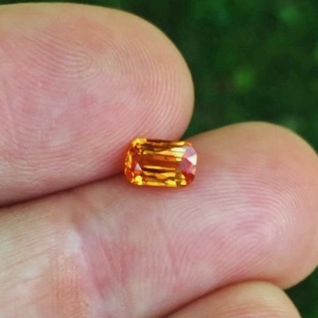 Natural Mandarin Spessartite Garnet — 0.93 ct, Nigeria, Cushion Step Cut