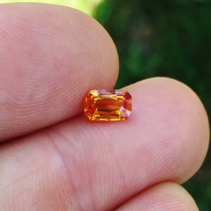 Natural Mandarin Spessartite Garnet — 0.93 ct, Nigeria, Cushion Step Cut