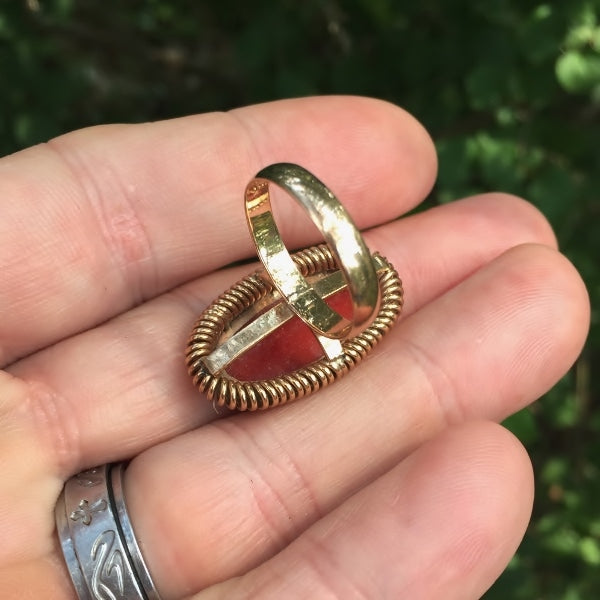 Antique! Sardinian Ox Blood Coral 14-kt Gold Ring