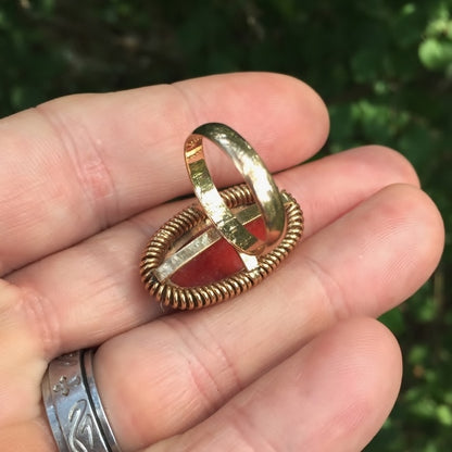 Antique! Sardinian Ox Blood Coral 14-kt Gold Ring