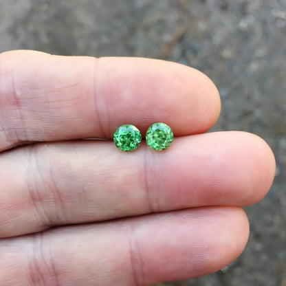 Natural Demantoid Garnet — 2.60 ct total (pair), Namibia, Modified Round Brilliant