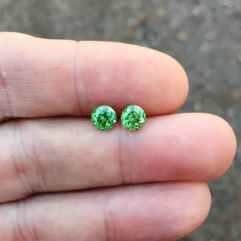 Natural Demantoid Garnet — 2.60 ct total (pair), Namibia, Modified Round Brilliant