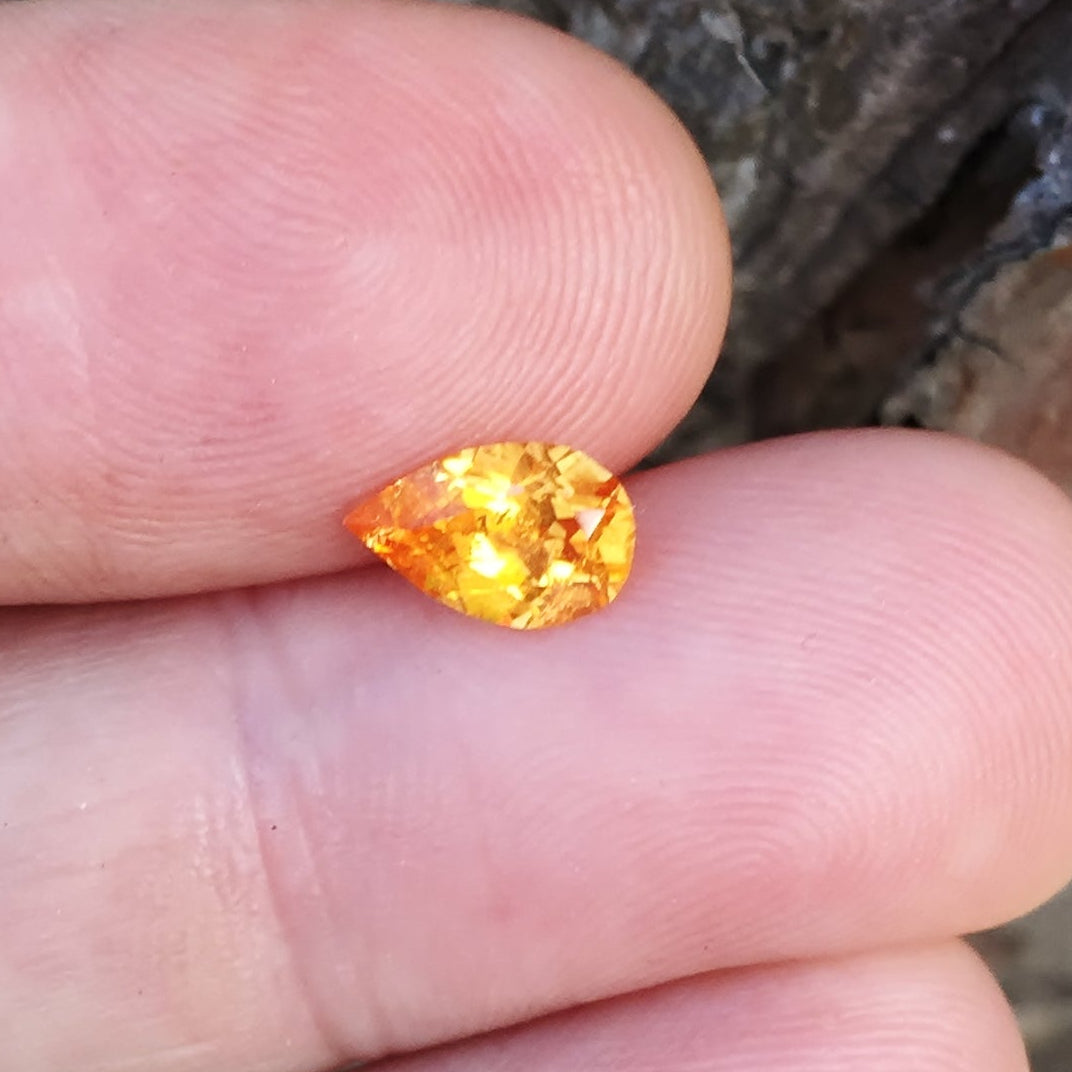 Natural Mandarin Spessartite Garnet — 1.42 ct, Nigeria, Pear Cut