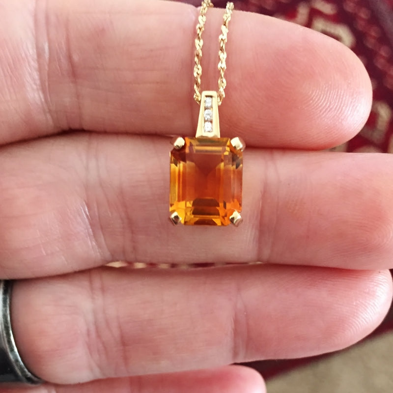 Fine Cut & Color! Brazil Citrine 14kt Pendant