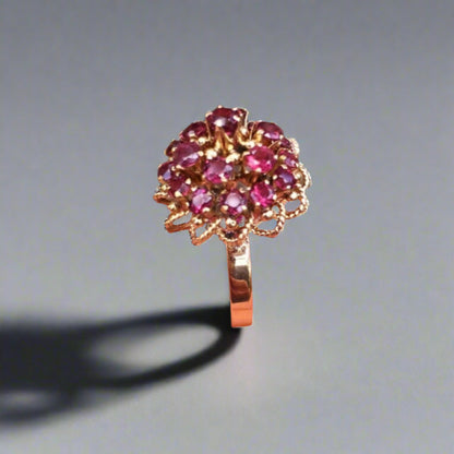Antique Natural Ruby 14 kt Ring 4+ Carats of Rubies