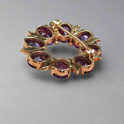 Vintage! Special Quality 14 karat Amethyst Brooch