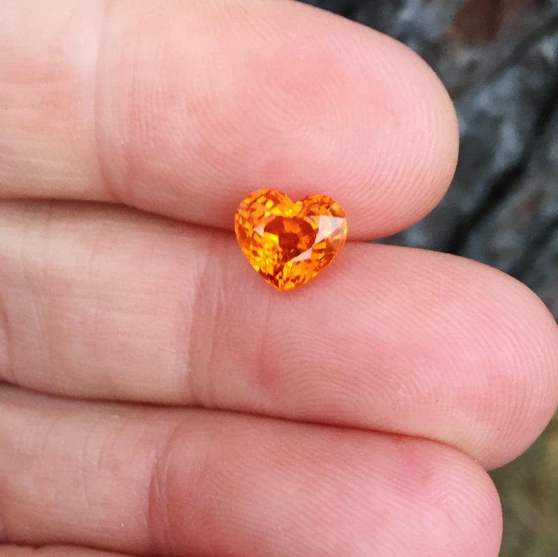 Natural Mandarin Spessartite Garnet — 3.20 ct, Nigeria, Heart Step Cut