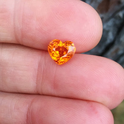 Natural Mandarin Spessartite Garnet — 3.20 ct, Nigeria, Heart Step Cut
