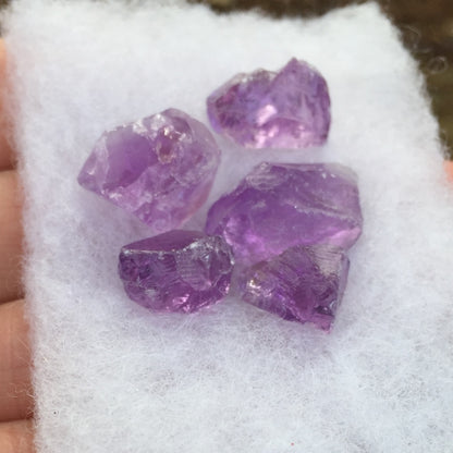 Natural Amethyst Rough Lot — 5 Pieces, 55.86 ct total, Brazil
