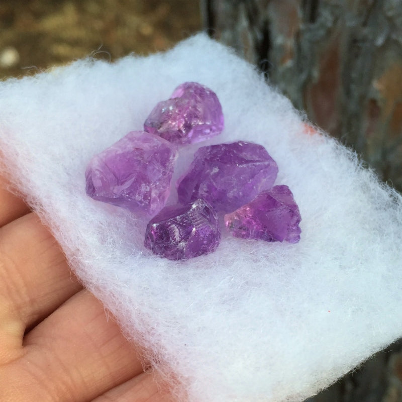 Natural Amethyst Rough Lot — 5 Pieces, 55.86 ct total, Brazil