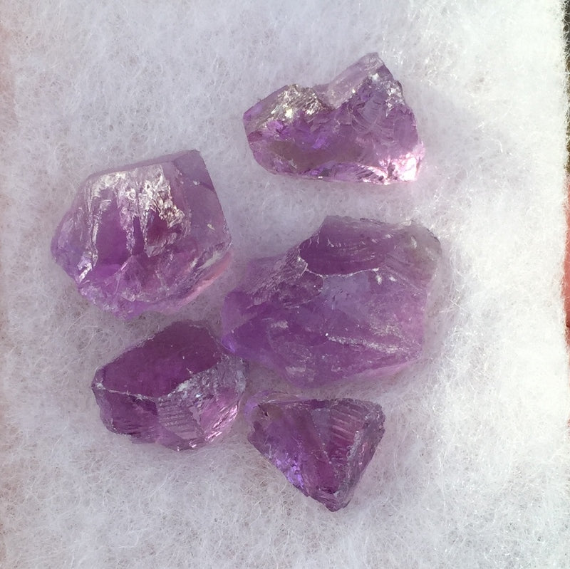 Natural Amethyst Rough Lot — 5 Pieces, 55.86 ct total, Brazil