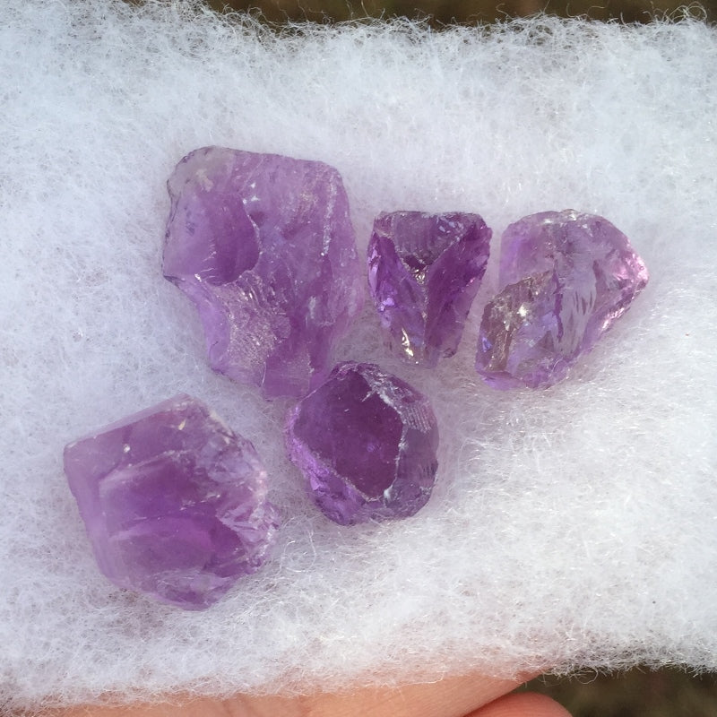 Natural Amethyst Rough Lot — 5 Pieces, 55.86 ct total, Brazil
